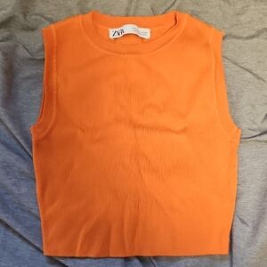 Zara Bright Orange Knit Tank
